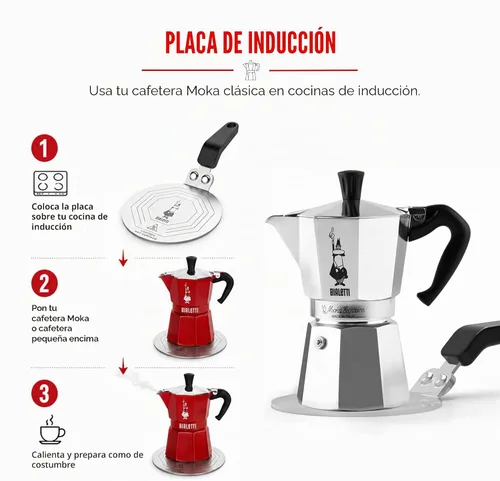 Vista 2 de Bialetti Placa de acero inoxidable, adaptador de inducción para cocinar con difusor de calor, acero, 6 pintas