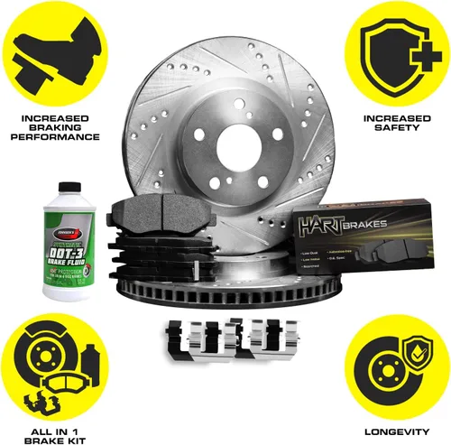 Vista 4 de Hart Brakes Kit Frenos y Rotores Delanteros Pastillas de Freno Delanteros Rotores y Pastillas de Freno Pastillas y Rotores de Freno