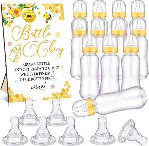 Vista 26 de TrelaCo Safari Cool Baby Shower Games Bottle Chug Sign Wooden Jungle Animals Set de regalo para revelación de género suministros de fiesta y 12
