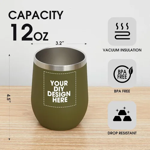 Vista 2 de Vaso de vino personalizado con impresión en Estados Unidos, taza de café personalizada de viaje de acero inoxidable con tapa y pajita, taza aislada