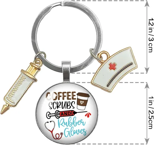 Vista 2 de Llavero de cabujones transparentes divertidos con colgante de metal, llavero divertido regalo para oficinistas, enfermeras, médicos