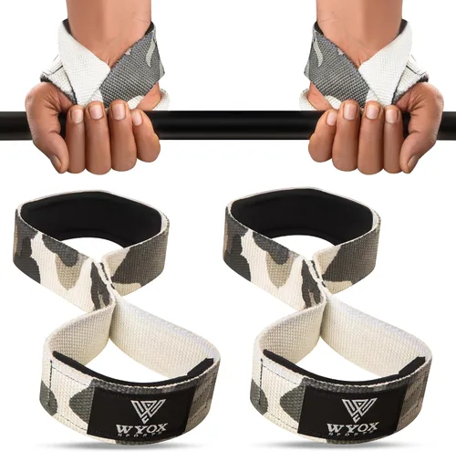 Vista 10 de WYOX Figure 8 Lifting Wrist Straps for Weightlifting – Heavy Duty Padded Neoprene Wrist Support, Powerlifting & Strength Training Lift Straps for