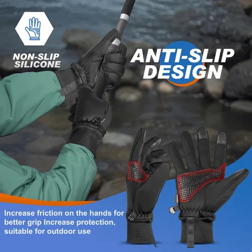 Vista 5 de Sukeen Guantes cálidos de invierno para hombres y mujeres, guantes de invierno antideslizantes para pantalla táctil para hombres, ciclismo, correr