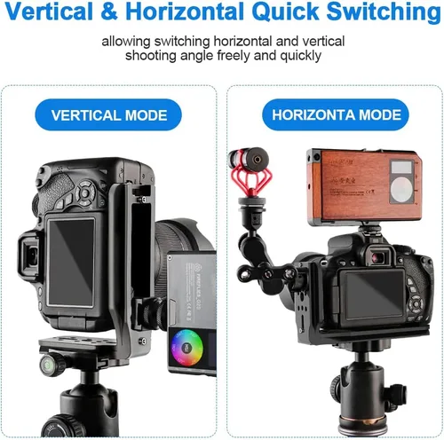 Vista 3 de (Real Single One) Cámara DSLR Soporte L Placa de liberación rápida Vertical Horizontal Trípode de conmutación Compatible con Canon Nikon Sony DJI