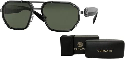 Vista 3 de Versace VE2228 Irregular Sunglasses for Men BUNDLE With Designer iWear Complimentary Eyewear Kit