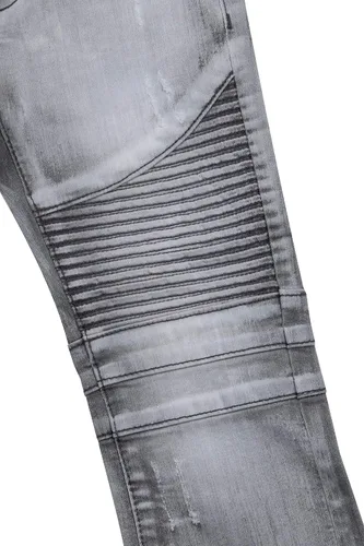 Vista 4 de X RAY Pantalones de mezclilla para bebé, cintura elástica en el interior, rasgados, moto, pantalones de mezclilla desgastados