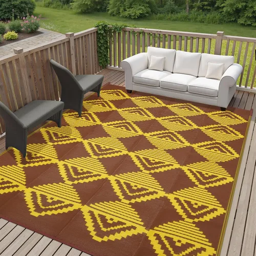 Vista 17 de Anidaroel Alfombra de área para exteriores para patio, 4 x 6 pies, impermeable, reversible, alfombra de paja de plástico para exteriores, alfombra