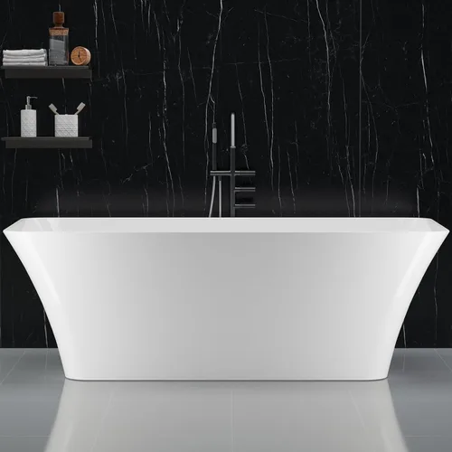 Vista 17 de 59 Inch Freestanding Bathtubs, White Acrylic Free Standing Bathtub, Modern Soaking Tub with Integrated Overflow & Chrome Drain for Bathroom Remodel
