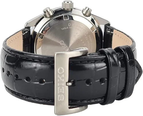 Vista 3 de Seiko Herren-Uhr Quarz Edelstahl mit Lederband
