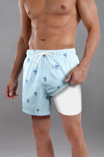 Vista 68 de Traje de baño para hombre con forro de compresión de secado rápido de 5.5 pulgadas con forro tipo bóxer amarillo (1-Yellowstar)