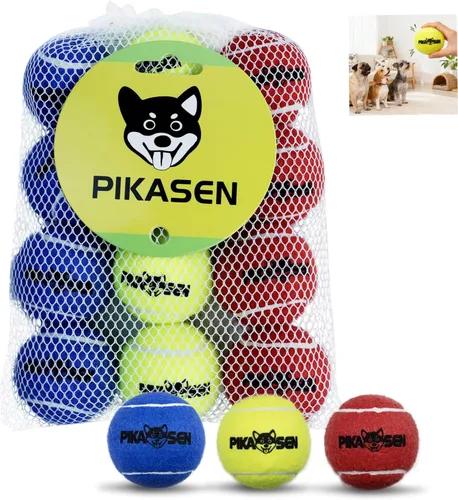 Vista 8 de Pelotas de tenis chirriantes para jugar con mascotas en 3 tamaños, pelotas fuertes de primera calidad para perros y cachorros para entrenar, jugar