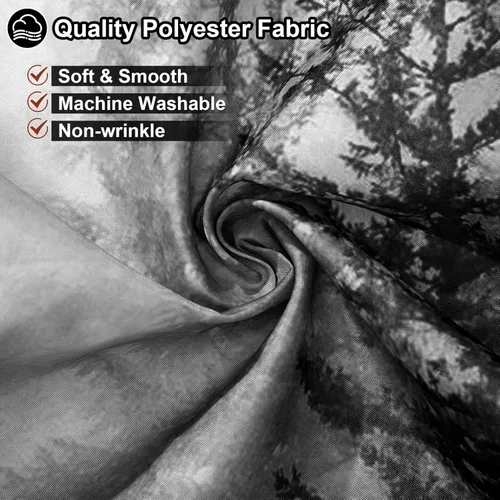 Vista 5 de ORTIGIA 36x72 Cortina de ducha de bosque nebuloso para baño pequeño, cortina de ducha estrecha de naturaleza y bosque en blanco y negro con ganchos