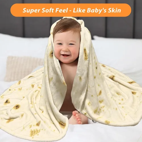 Vista 3 de HDFK Manta de Tortilla Tamaño Adulto Beige Amarillo de Doble Cara Throw Taco Mantas de Comida Realista Ligeras de Franela de Forro Polar Elefante