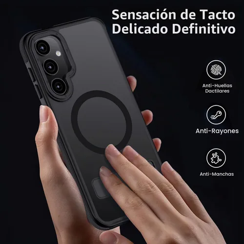 Vista 4 de para Samsung Galaxy S24 Plus, [Compatible con MagSafe], soporte ajustable, funda de grado militar a prueba de caídas, funda translúcida mate