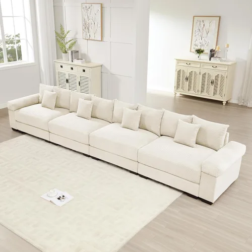 Vista 54 de ODUSE-DAILY Sofá modular de gran tamaño de 117.3 pulgadas, sofás modulares grandes de pana para sala de estar, sofás de 3 plazas, moderno juego