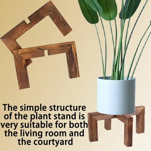 Vista 4 de Soporte para plantas de interior, soporte de madera para macetas, adecuado para macetas de 5 a 12 pulgadas, hogar y jardín (color madera, 1 unidad)