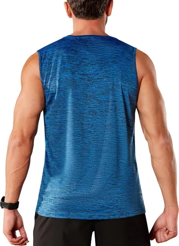 Vista 2 de TACVASEN Camiseta sin mangas para hombre, camiseta de entrenamiento muscular, de secado rápido, poliéster, entrenamiento de baloncesto