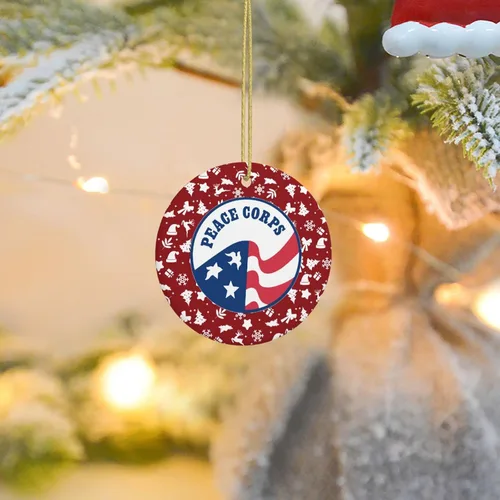 Vista 8 de Peace Corps Adornos de Navidad, adornos de cerámica redondos de porcelana, adorno de árbol de Navidad, oficina, decoración del hogar, recuerdos