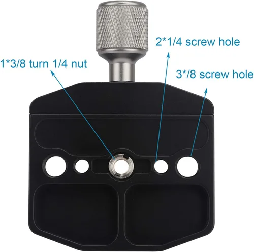 Vista 6 de Abrazadera de liberación rápida de 2.756 in compatible con placa de estilo Arca Swiss para trípode Ballhead asiento universal de cambio rápido