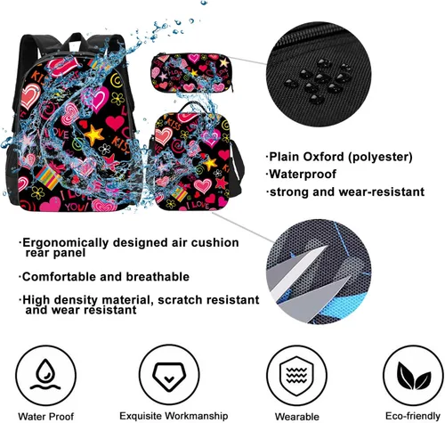 Vista 4 de UKQMK Mochila de juego, con estuche Pencial, mochila escolar, correa de hombro ajustable, mochila casual, 14