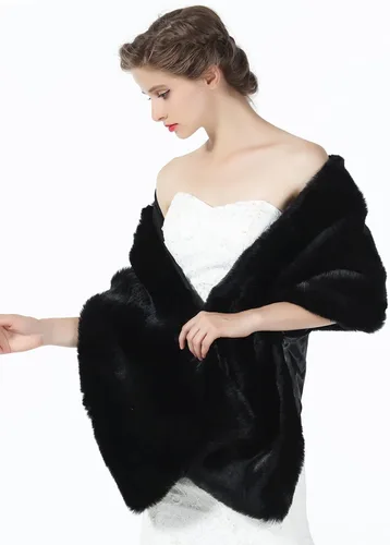 Vista 2 de Chal de piel sintética para bodas, mujeres, estola de novia, cubierta de invierno para damas de honor