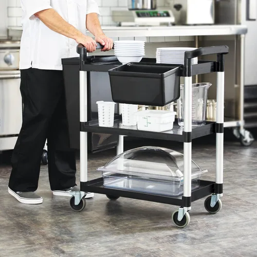 Vista 2 de Winco Carrito utilitario, negro, 32" x 16