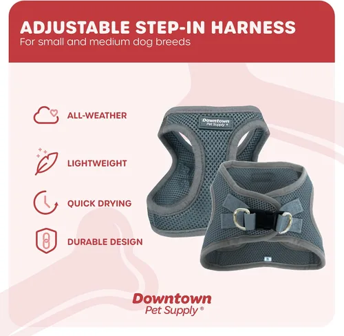 Vista 83 de Downtown Pet Supply Arnés para perro Step-in – Sin tirones, malla acolchada ajustable con ribete reflectante, correa de hebilla segura – Arnés