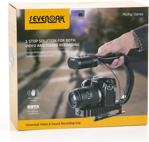 Vista 9 de [Renovado] Agarre de mango de video con micrófono integrado para DJI OSMO, estabilizador de mano universal de cámara Sevenoak Micrófono estéreo