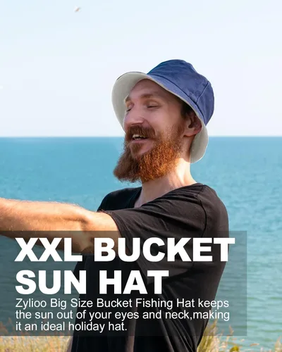 Vista 6 de Zylioo Sombrero de pescador XXL de gran tamaño para hombre, XL, reversible, moderno, sombrero de pescador, sombrero de sol de viaje grande de doble