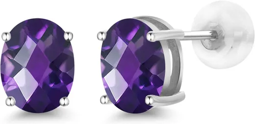 Vista 66 de Gem Stone King Aretes de oro de 14 quilates con piedra natal ovalada de 0.315 x 0.236 in Aretes de oro para mujer