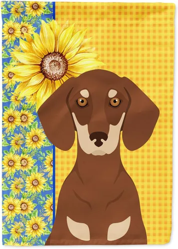 Vista 373 de Caroline's Treasures WDK5313GF Bandera de jardín con diseño de girasoles de verano, color negro y tostado, Airedale Terrier para buzón, bandera