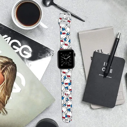Vista 7 de Compatible con Apple Watch Band Hello Ki Sweet Blue de 1.929 in/1.811 in/1.772 in/1.732 in/1.654 in (Serie 3 2 1) Correa de silicona suave, bonita