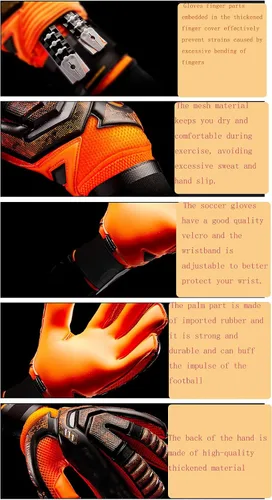 Vista 2 de Guantes de portero de fútbol para adultos y jóvenes, guantes de portero de fútbol, dispositivo de protección de dedos Amarillo