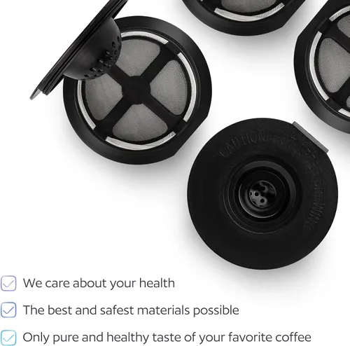 Vista 5 de 4 tazas K reutilizables negras para cafeteras Keurig, compatibles con K-Express, K-Elite, K-Select, K-Classic, K-Mini, K-Compact