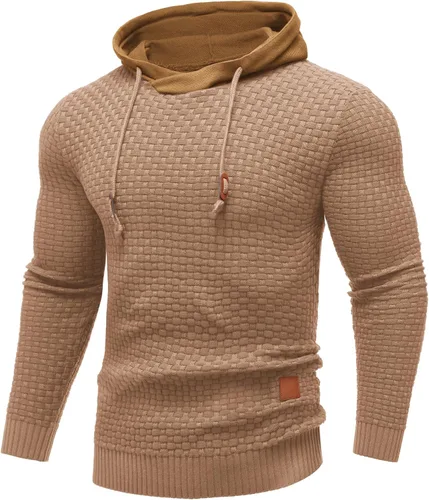 Vista 33 de COOFANDY Sudadera con capucha para hombre, casual, de manga larga, con cordón, de punto gofre, ajustada