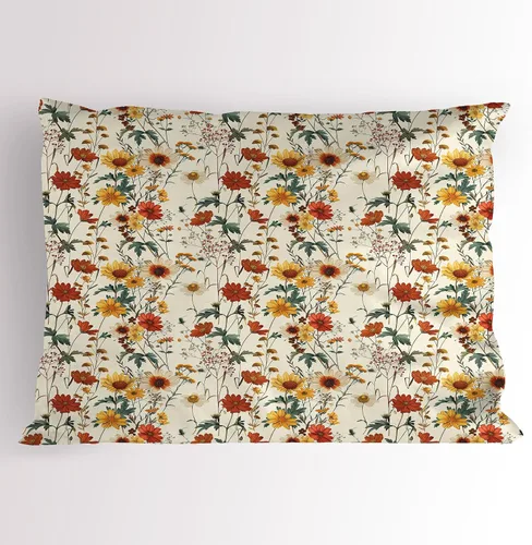 Vista 33 de Lunarable Juego de 2 fundas para almohada de otoño, tema vintage otoñal con estilo granja, ilustración de flores silvestres, artículo de cama