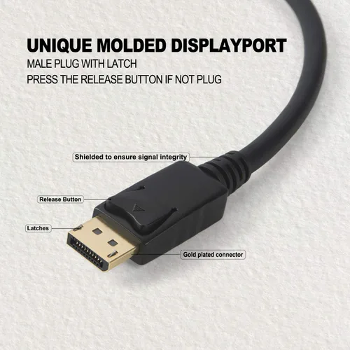 Vista 3 de CableCreation 4K - Cable DisplayPort activo a HDMI de 6 pies, cable DP a HDMI DP 1.2 4K x 2K & 3D Audio/Video Monitor Cable, compatible
