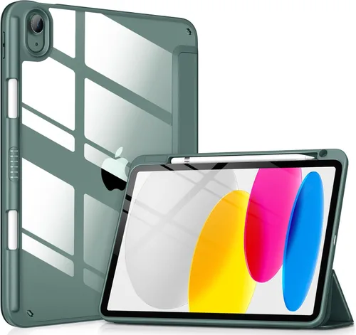 Vista 21 de DTTOCASE - Funda para iPad de 10.ª generación de 2022, 10.9”, reverso transparente y marco de poliuretano termoplástico antigolpes