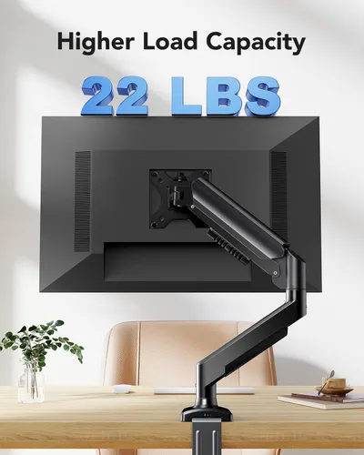 Vista 2 de HUANUO Brazo para monitor individual de 13 a 34 pulgadas, brazo ajustable con resorte de gas, soporte de escritorio para monitor de 4.4 a 22 libras