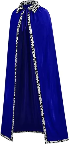 Vista 2 de LMYOVE Capa de disfraz de KingQueen para adultos, juego de bata de terciopelo rojo y azul Mardi Gras con accesorio para hombres y mujeres