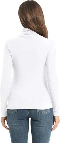 Vista 6 de Camisetas casuales de cuello alto de manga larga para mujer, ajustadas, ligeras, de capa base