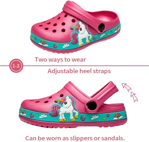 Vista 2 de OHSNMAKSL Pantuflas tipo zueco para niños, sandalias de jardín, zapatos de agua, zapatillas de deporte de dibujos animados para niños y niñas