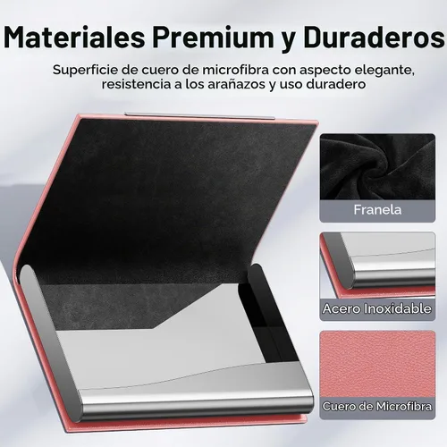 Vista 3 de Padike - Tarjetero profesional de cuero PU y acero inoxidable con múltiples ranuras, tarjetero con cartera para tarjetas de crédito, documento