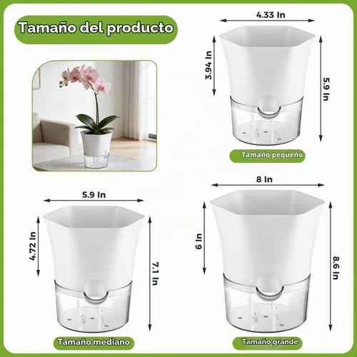 Vista 3 de Paquete de 6 macetas transparentes de riego automático de 6 pulgadas para plantas de interior, macetas hexagonales grandes con riego automático