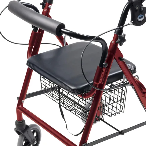 Vista 4 de Lumex Walkabout Lite Hemi Rollator, andador corto y ligero, asiento bajo de 20 pulgadas, burdeos