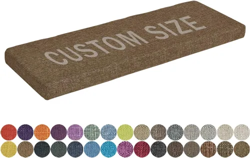 Vista 20 de Cojín de banco de tamaño personalizado, 30 colores, cojín de asiento de ventana panorámica, espuma gruesa de tapicería de 1.18 pulgadas, 1.97