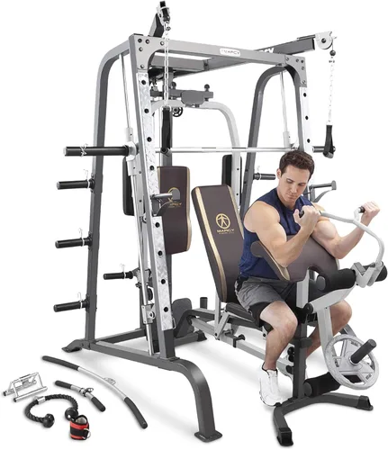 Vista 8 de Marcy Smith Cage Workout Machine Full Body StrengthTraining Home Gym Equipment System with Leg Developer, Press Bar, PEC Deck, and Squat Rack