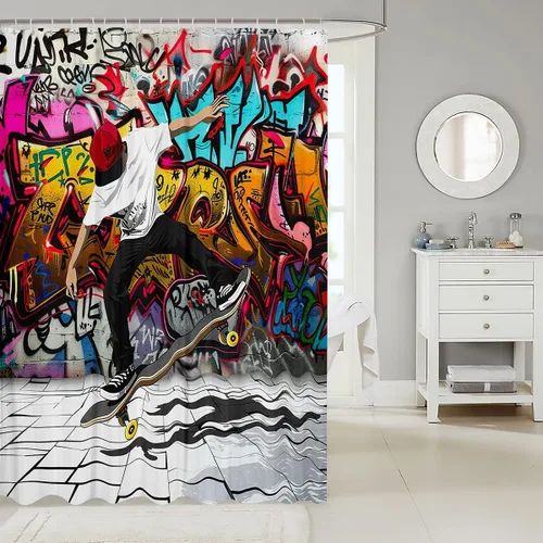 Vista 46 de Feelyou Cortina de ducha con diseño de gato para decoración de baño, bonita cortina de baño para puestos de bañeras, accesorios de baño divertidos