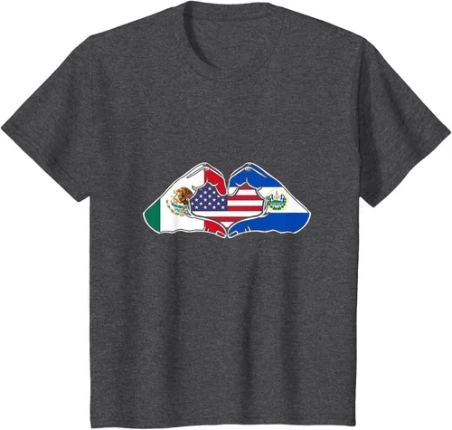 Vista 37 de Corazón manos México, El Salvador y Estados Unidos. Camiseta, Negro