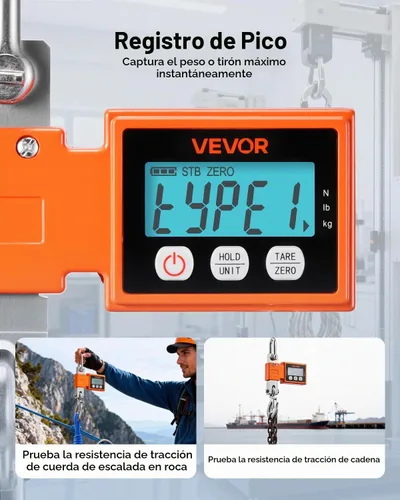 Vista 4 de VEVOR - Báscula de grúa digital, capacidad máxima de 1100 lbs/500 kg, báscula colgante industrial resistente con carcasa de aluminio fundido